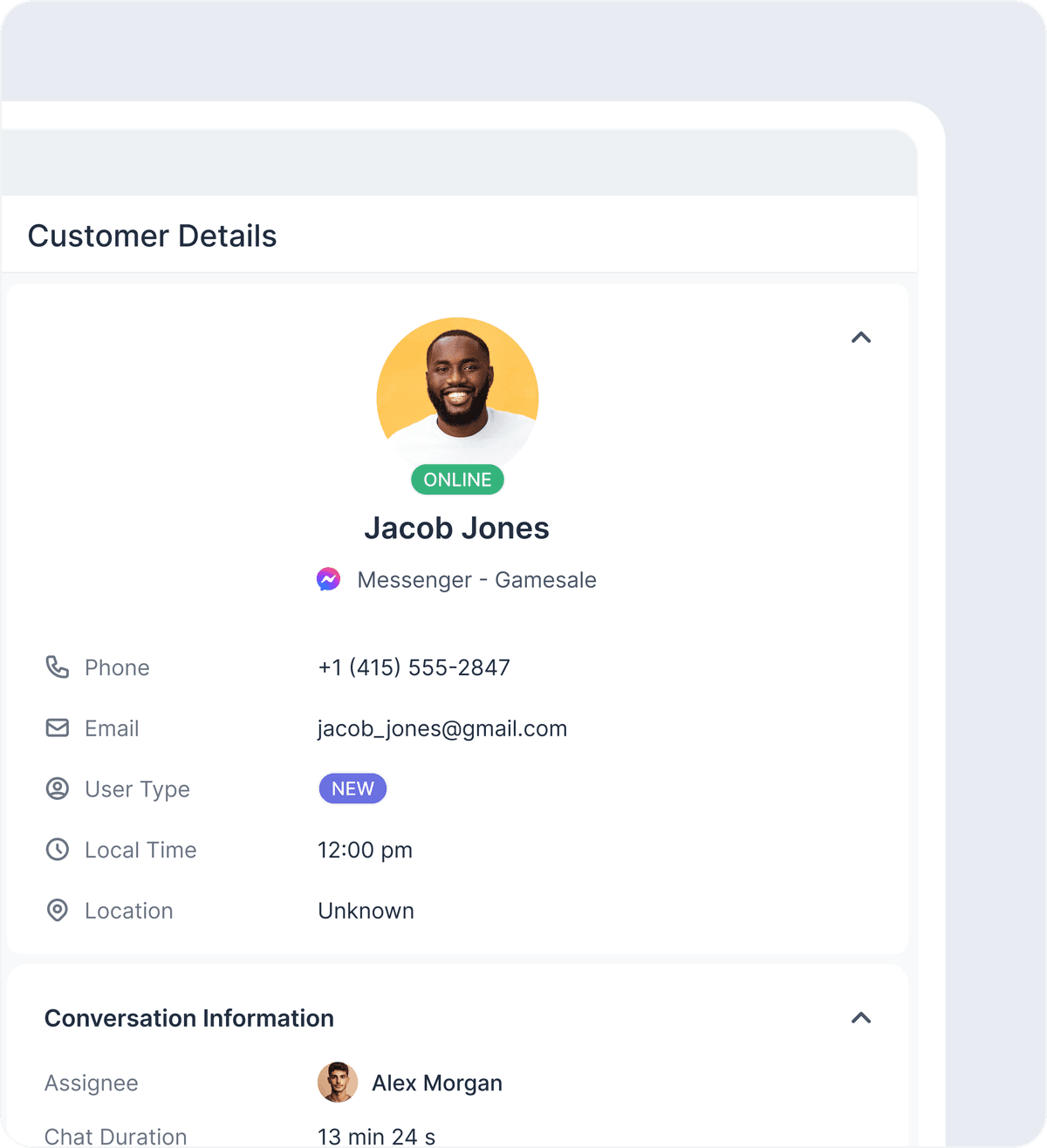 Extensive customer information panel